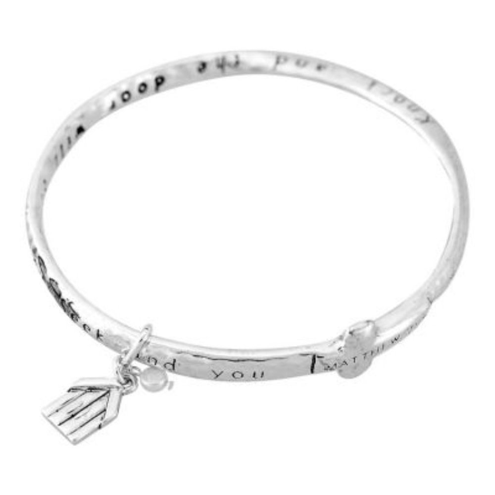 NWT‎ InspRing Mobius Bracelet Silver Plated House Ask Seek Knock Matthew 7:7